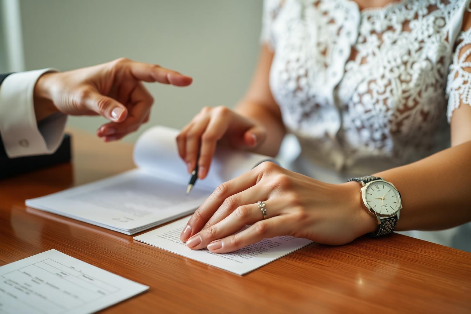 Thai-foreign couple signing marriage registration paperwork before an officer