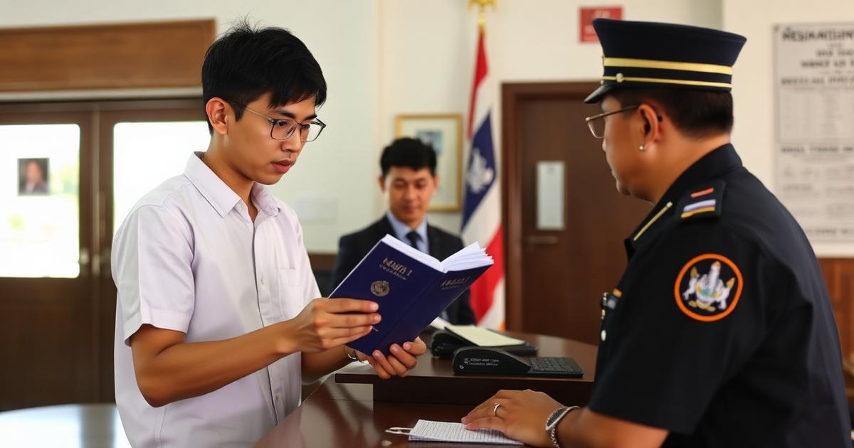 ผู้ขอแปลงสัญชาติยื่นเอกสารและหนังสือเดินทางต่อเจ้าหน้าที่ที่เคาน์เตอร์งานทะเบียน